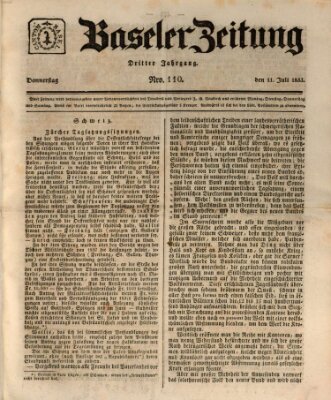 Basler Zeitung Donnerstag 11. Juli 1833