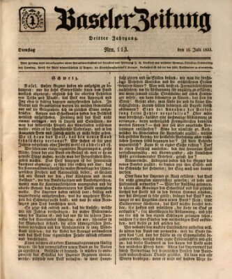 Basler Zeitung Dienstag 16. Juli 1833