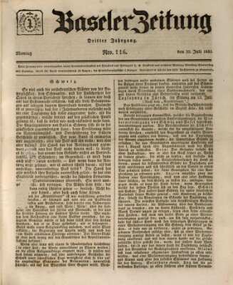 Basler Zeitung Montag 22. Juli 1833