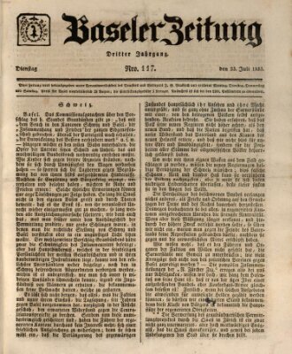 Basler Zeitung Dienstag 23. Juli 1833