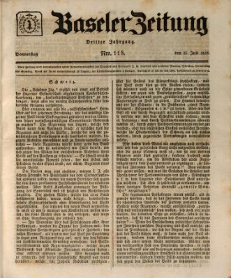 Basler Zeitung Donnerstag 25. Juli 1833