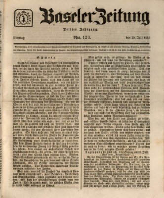 Basler Zeitung Montag 29. Juli 1833