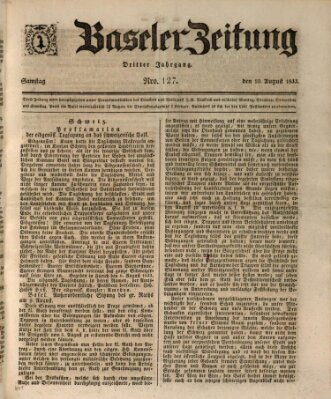 Basler Zeitung Samstag 10. August 1833