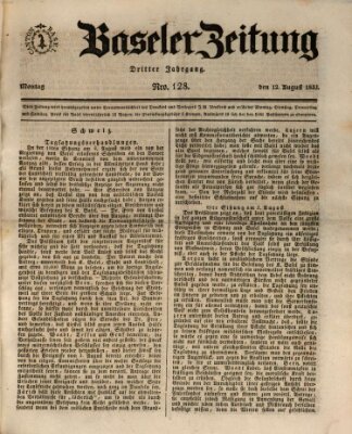 Basler Zeitung Montag 12. August 1833