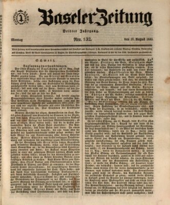 Basler Zeitung Montag 19. August 1833