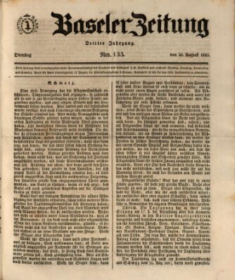 Basler Zeitung Dienstag 20. August 1833