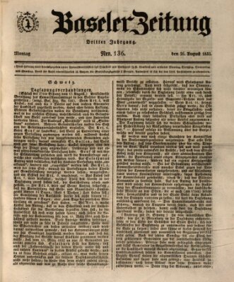 Basler Zeitung Montag 26. August 1833