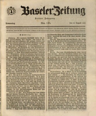 Basler Zeitung Donnerstag 29. August 1833