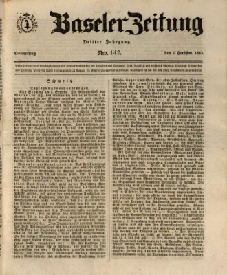 Basler Zeitung Donnerstag 5. September 1833