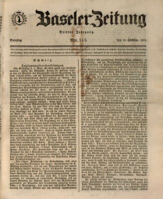 Basler Zeitung Dienstag 10. September 1833