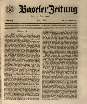 Basler Zeitung Donnerstag 19. September 1833