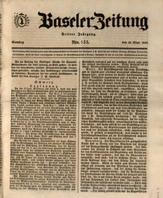 Basler Zeitung Samstag 28. September 1833