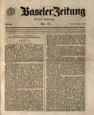 Basler Zeitung Montag 30. September 1833