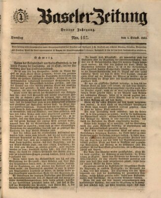 Basler Zeitung Dienstag 1. Oktober 1833