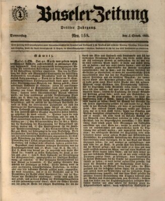 Basler Zeitung Donnerstag 3. Oktober 1833