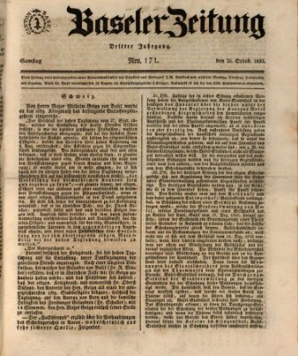 Basler Zeitung Samstag 26. Oktober 1833