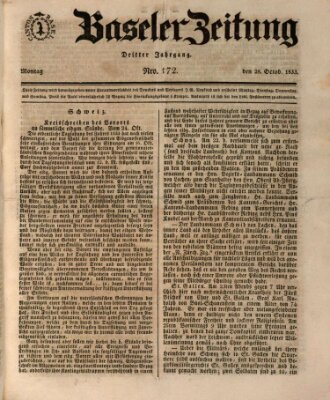 Basler Zeitung Montag 28. Oktober 1833