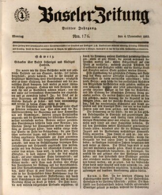 Basler Zeitung Montag 4. November 1833