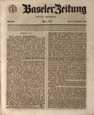 Basler Zeitung Samstag 16. November 1833