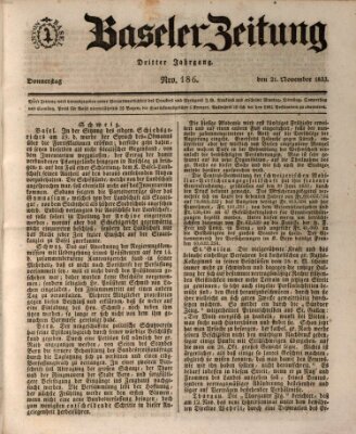 Basler Zeitung Donnerstag 21. November 1833