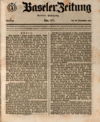 Basler Zeitung Samstag 23. November 1833