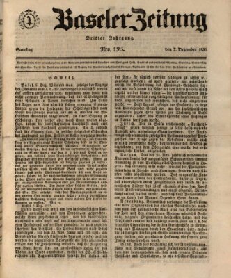 Basler Zeitung Samstag 7. Dezember 1833