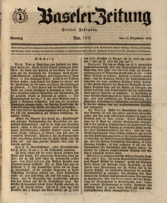 Basler Zeitung Samstag 14. Dezember 1833