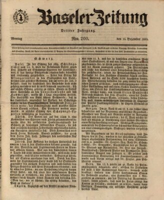 Basler Zeitung Montag 16. Dezember 1833