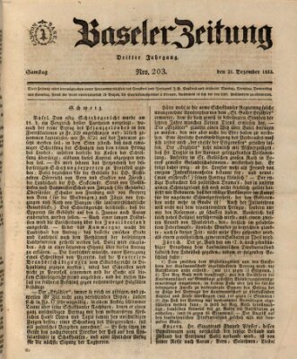 Basler Zeitung Samstag 21. Dezember 1833