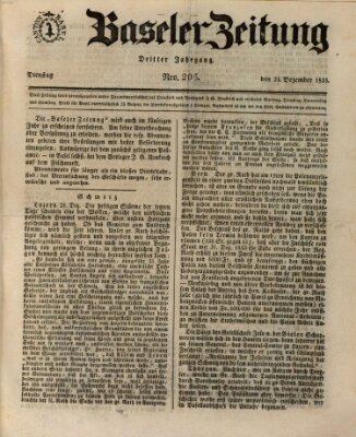 Basler Zeitung Dienstag 24. Dezember 1833