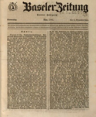 Basler Zeitung Donnerstag 26. Dezember 1833