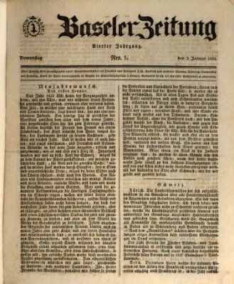 Basler Zeitung Donnerstag 2. Januar 1834