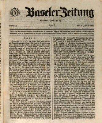 Basler Zeitung Samstag 4. Januar 1834