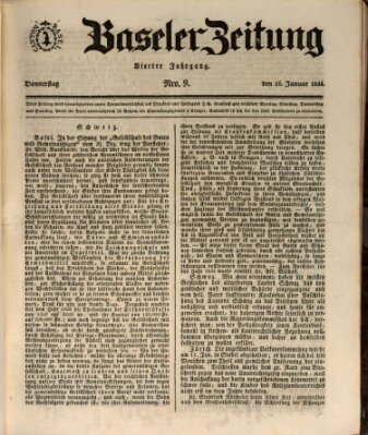 Basler Zeitung Donnerstag 16. Januar 1834