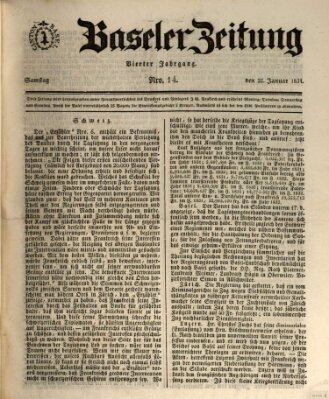 Basler Zeitung Samstag 25. Januar 1834