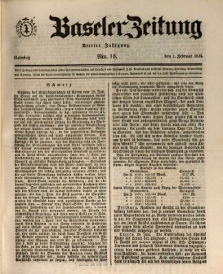 Basler Zeitung Samstag 1. Februar 1834