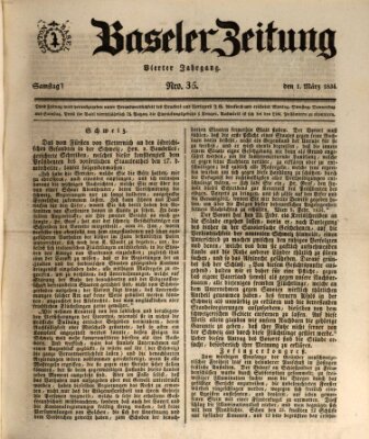 Basler Zeitung Samstag 1. März 1834