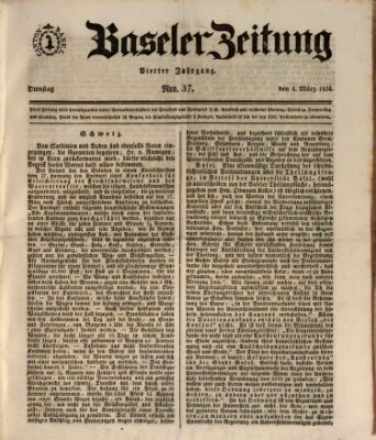 Basler Zeitung Dienstag 4. März 1834