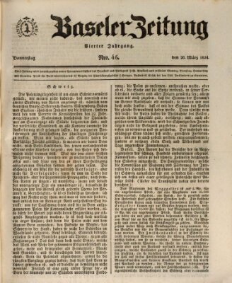 Basler Zeitung Donnerstag 20. März 1834