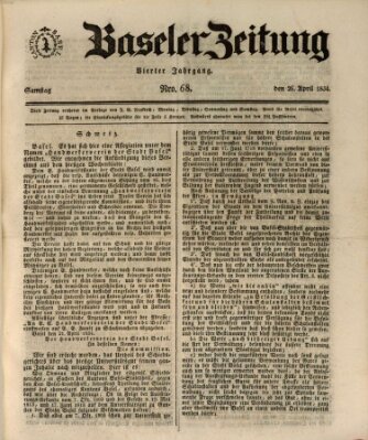 Basler Zeitung Samstag 26. April 1834