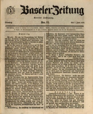 Basler Zeitung Samstag 7. Juni 1834