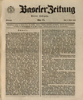 Basler Zeitung Montag 9. Juni 1834