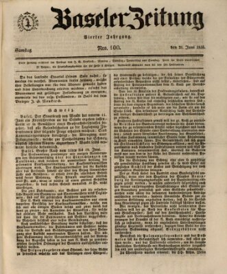 Basler Zeitung Samstag 21. Juni 1834