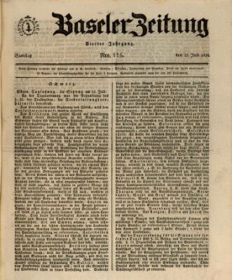 Basler Zeitung Samstag 19. Juli 1834