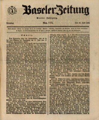 Basler Zeitung Dienstag 22. Juli 1834