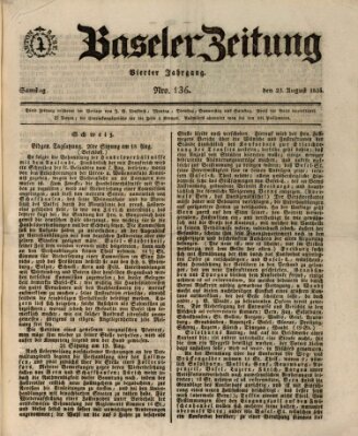 Basler Zeitung Samstag 23. August 1834