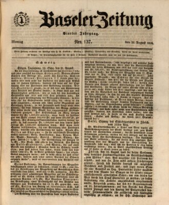 Basler Zeitung Montag 25. August 1834