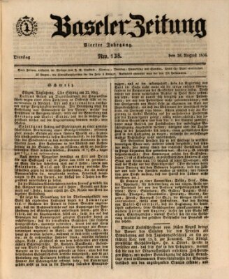 Basler Zeitung Dienstag 26. August 1834