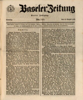 Basler Zeitung Samstag 30. August 1834