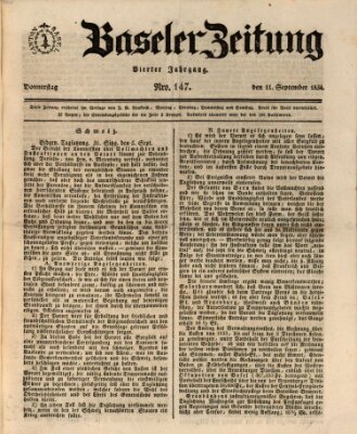 Basler Zeitung Donnerstag 11. September 1834